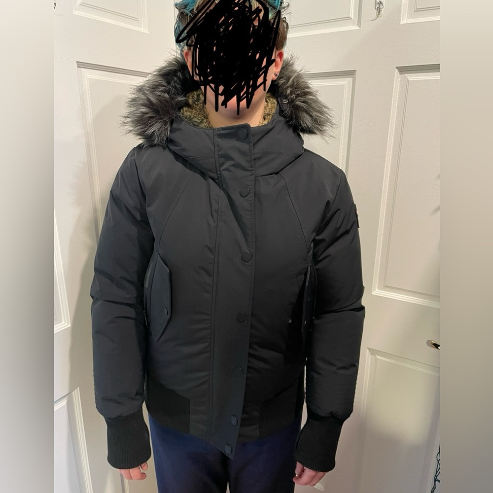 Pajar Black Hooded Bomber Jacket with Fur Trim